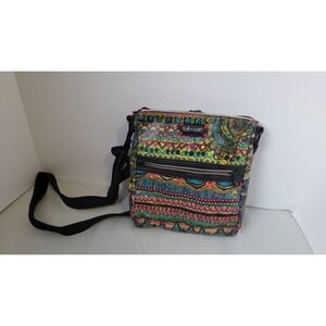 Sakroots Coated Canvas Purse Crossbody Messenger Bag Boho colorful Hippie Bag
